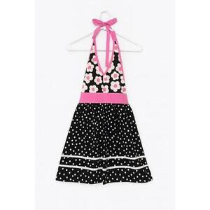One Size Floral Polka Dot Halter Apron Bin AA